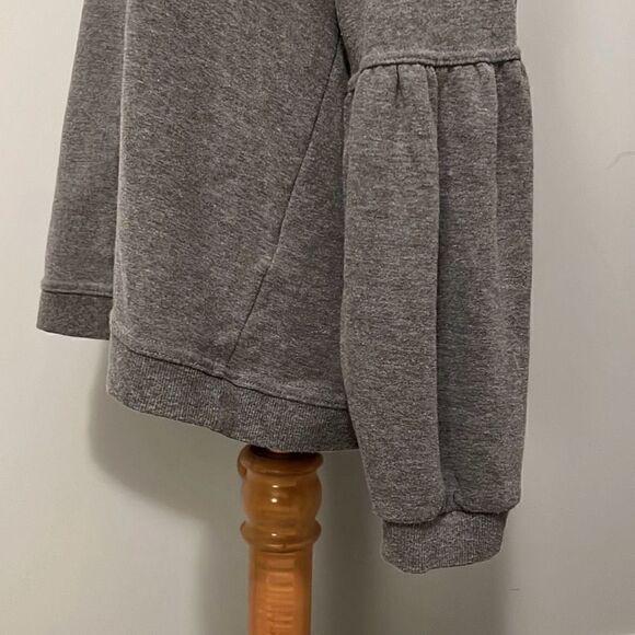 Women's Gray Pullover Crew Neck Long Puffed Sleeve Tops Size Large - Picture 5 of 7